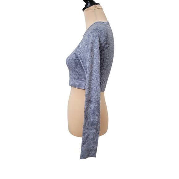 Gymshark Size Unknown Marled Blue/Gray Vital Seamless Long Sleeve Crop Top - Picture 3 of 11